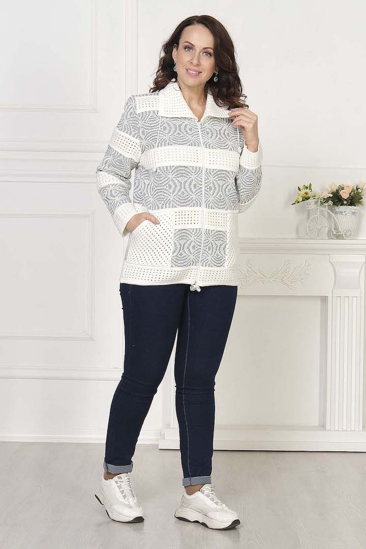 Фото товара 18954, молочный жакет на молнии