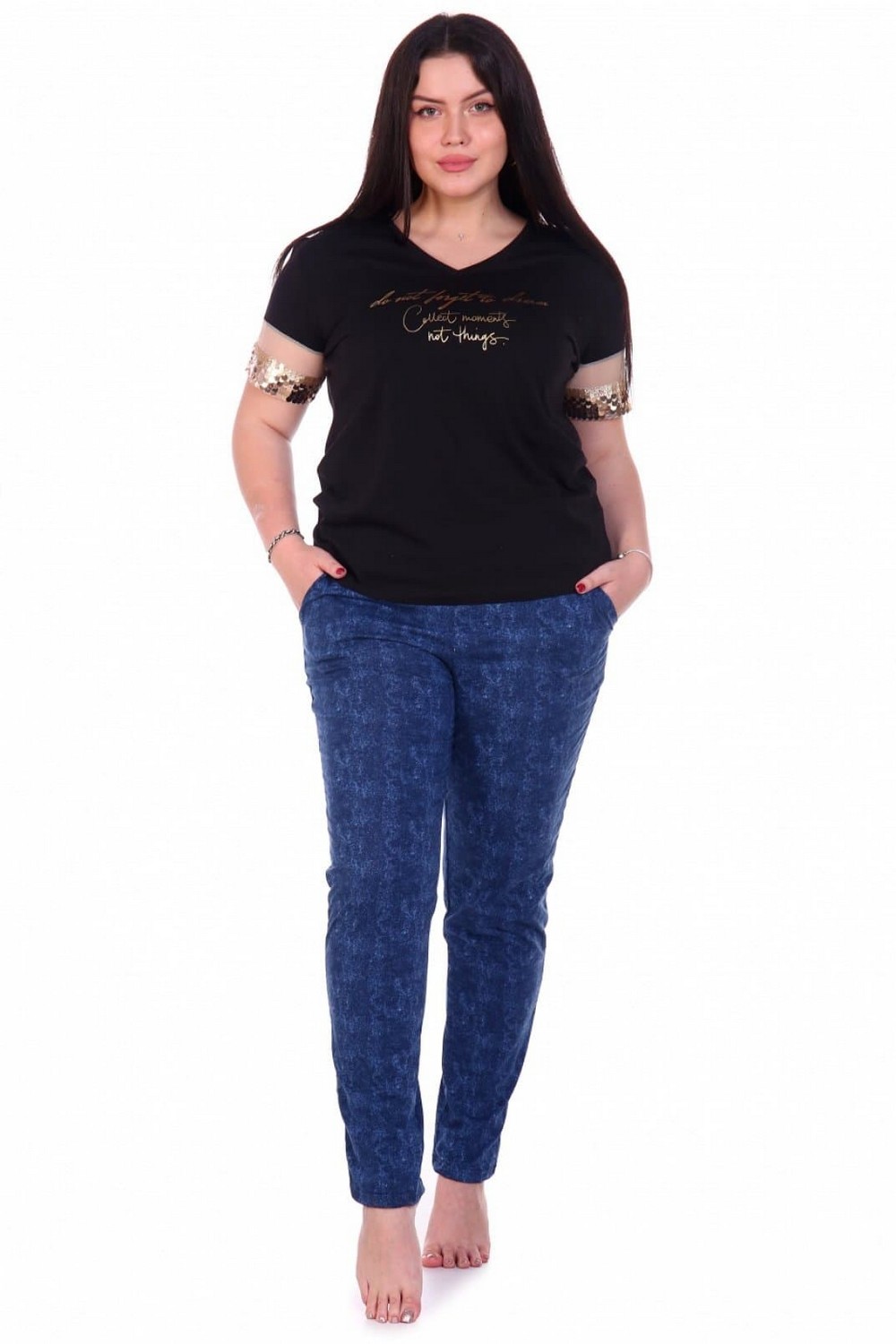 Фото товара 20504, синие хлопковые брюки